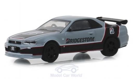 Coche miniatura Nissan Skyline 1/64 Greenlight GT-R gris/negro Bridgestone 2001 Nissan Skyline 1/64 Greenlight GT-R gris/negro Bridgestone 2001 coche miniatura