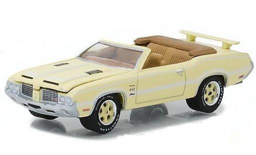 Oldsmobile Cutlass 1/64 Greenlight 442 amarillo/blanco 1972 coche miniatura