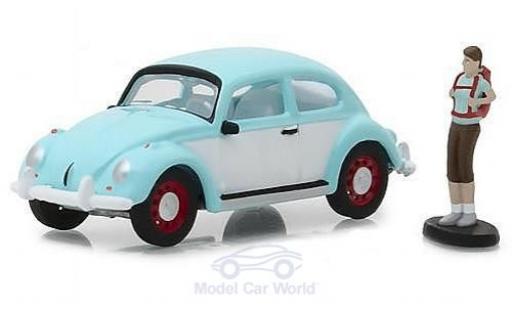 Volkswagen Beetle 1/64 Greenlight azul/blanco mit einer männlichen Figur coche miniatura