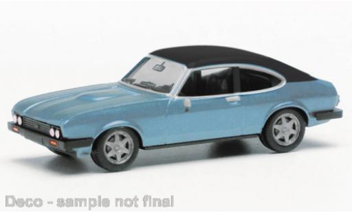 Coche miniatura Ford Capri 1/87 Herpa MK III metallise azul clair/negro Ford Capri 1/87 Herpa MK III metallise azul clair/negro coche miniatura