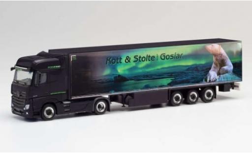 Coche miniatura Mercedes Actros 1/87 Herpa BigSpace Kott & Stolte Goslar Remorque de boîte de réfrigération Mercedes Actros 1/87 Herpa BigSpace Kott & Stolte Goslar Remorque de boîte de réfrigération coche miniatura