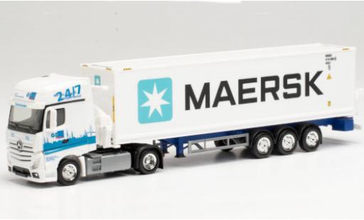 Coche miniatura Mercedes Actros 1/87 Herpa Gigaspace GDH / Maersk Seitenladersattelzug Mercedes Actros 1/87 Herpa Gigaspace GDH / Maersk Seitenladersattelzug coche miniatura