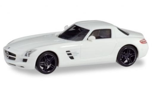 Coche miniatura Mercedes SLS 1/87 Herpa AMG (C197) blanco avec negro jantes Mercedes SLS 1/87 Herpa AMG (C197) blanco avec negro jantes coche miniatura