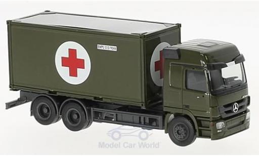 Coche miniatura Mercedes Actros 1/87 Herpa L Bundeswehr 2008 Wechselkoffer-LKW mit Sanitätscontainer Mercedes Actros 1/87 Herpa L Bundeswehr 2008 Wechselkoffer-LKW mit Sanitätscontainer coche miniatura