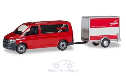 Coche miniatura Volkswagen T6 1/87 Herpa Bus mit Kofferanhänger Volkswagen T6 1/87 Herpa Bus mit Kofferanhänger coche miniatura