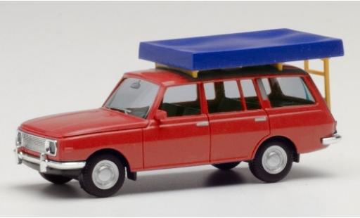Coche miniatura Wartburg 353 1/87 Herpa Tourist rojo 1966 avec Tente sur toit dans le état de conduite Wartburg 353 1/87 Herpa Tourist rojo 1966 avec Tente sur toit dans le état de conduite coche miniatura