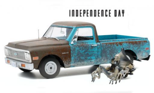 Coche miniatura Chevrolet C-10 1/18 Highway 61 azul/gris Independence Day 1971 avec traces d et Alien-figurine Chevrolet C-10 1/18 Highway 61 azul/gris Independence Day 1971 avec traces d et Alien-figurine coche miniatura
