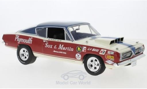 Coche miniatura Plymouth Barracuda 1968 1/18 Highway 61 blanco/rojo Sox & Martin 1968 Plymouth Barracuda 1968 1/18 Highway 61 blanco/rojo Sox & Martin 1968 coche miniatura
