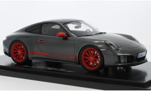 Porsche 991 4S 1/18 Spark 911 ( II) Carrera 4S metalico gris/rojo avec Vitrine coche miniatura