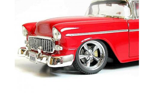 Chevrolet Bel Air Coupe 1/18 Ertl 1955 hot rod rojo et gris coche miniatura