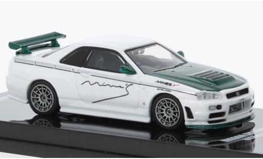 Coche miniatura Nissan Skyline 1/64 INNO64 GT-R (R34) Nismo R-Tune Mines blanche/vert foncé RHD Nissan Skyline 1/64 INNO64 GT-R (R34) Nismo R-Tune Mines blanche/vert foncé RHD coche miniatura