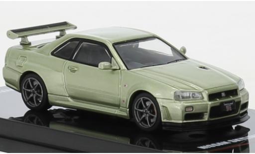 Coche miniatura Nissan Skyline 1/64 INNO64 GT-R (R34) V-Spec II metallise verde RHD Nissan Skyline 1/64 INNO64 GT-R (R34) V-Spec II metallise verde RHD coche miniatura