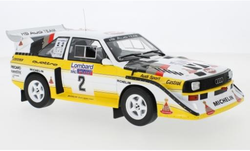 Coche miniatura Audi Sport Quattro 1/18 IXO Sport quattro S1 No.2 HB Team HB Rallye WM RAC Rallye 1985 H.Mikkola/A.Hertz Audi Sport Quattro 1/18 IXO Sport quattro S1 No.2 HB Team HB Rallye WM RAC Rallye 1985 H.Mikkola/A.Hertz coche miniatura