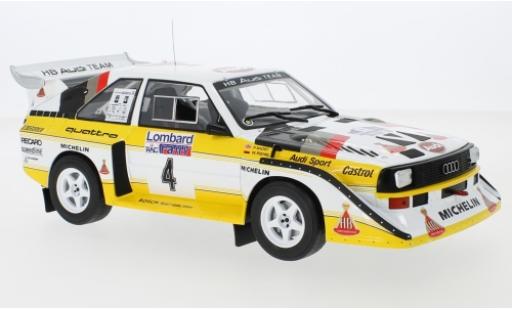 Coche miniatura Audi Sport Quattro 1/18 IXO Sport quattro S1 No.4 HB Team HB Rallye WM RAC Rallye 1985 W.Röhrl/C.Geistdörfer Audi Sport Quattro 1/18 IXO Sport quattro S1 No.4 HB Team HB Rallye WM RAC Rallye 1985 W.Röhrl/C.Geistdörfer coche miniatura