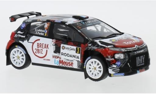 Citroen C3 1/43 IXO R5 No.3 MV Racing Rally Condroz 2018 S.Lefebvre/X.Portier coche miniatura