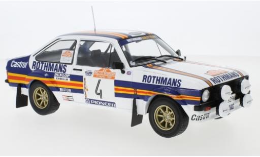Coche miniatura Ford Escort 1/18 IXO MKII RS 1800 No.4 Rothmans Rallye WM Rally San Remo 1980 A.Vatanen/D.Richards Ford Escort 1/18 IXO MKII RS 1800 No.4 Rothmans Rallye WM Rally San Remo 1980 A.Vatanen/D.Richards coche miniatura