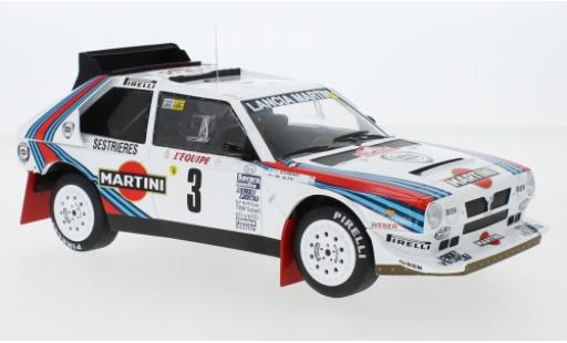Coche miniatura Lancia Delta 1/18 IXO S4 No.3 Martini Racing Martini Rally Monte Carlo 1986 M.Alen/I.Kivimäki Lancia Delta 1/18 IXO S4 No.3 Martini Racing Martini Rally Monte Carlo 1986 M.Alen/I.Kivimäki coche miniatura