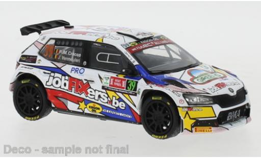 Skoda Fabia 1/43 IXO Rally 2 EVO No.39 jobfixers.be Rally Ypres 2021 P.J.M.Cracco/L.Vermeulen coche miniatura