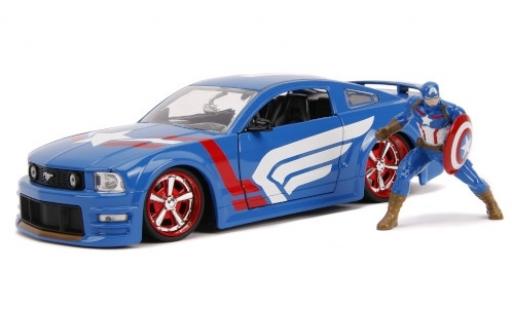 Coche miniatura Ford Mustang 1/24 Jada Toys GT azul/Dekor Marvel Avengers - Captain America 2006 avec figurine Ford Mustang 1/24 Jada Toys GT azul/Dekor Marvel Avengers - Captain America 2006 avec figurine coche miniatura
