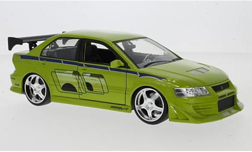 Coche miniatura Mitsubishi Lancer 1/24 Jada Toys Evo VII tuning vert/Décorer rapide & Furious Mitsubishi Lancer 1/24 Jada Toys Evo VII tuning vert/Décorer rapide & Furious coche miniatura