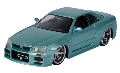 Coche miniatura Nissan Skyline 1/24 Jada Toys GT-R (R34) metalico verde RHD Fast & Furious 2002 Nissan Skyline 1/24 Jada Toys GT-R (R34) metalico verde RHD Fast & Furious 2002 coche miniatura