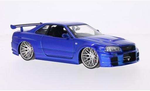 Coche miniatura Nissan Skyline 1/24 Jada Toys GT-R (R34) Tuning metalico azul RHD Fast & Furious 2002 tuning Nissan Skyline 1/24 Jada Toys GT-R (R34) Tuning metalico azul RHD Fast & Furious 2002 tuning coche miniatura