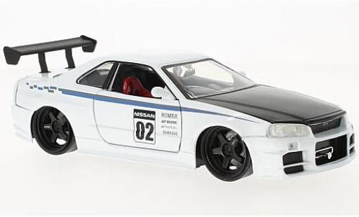 Nissan Skyline 1/24 Jada Toys GT-R (R34) blanco/negro 2002 coche miniatura