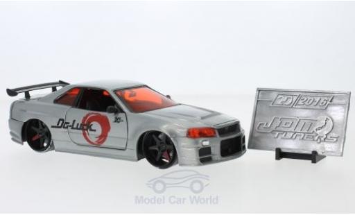 Coche miniatura Nissan Skyline 1/24 Jada Toys GTR (R34) gris RHD 2002 Nissan Skyline 1/24 Jada Toys GTR (R34) gris RHD 2002 coche miniatura