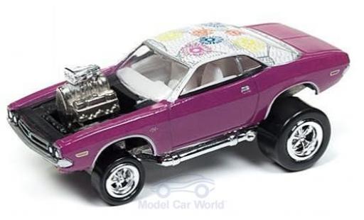 Dodge Challenger 1/64 Johnny Lightning metalico rosa/Dekor 1971 Tuning ohne Vitrine coche miniatura