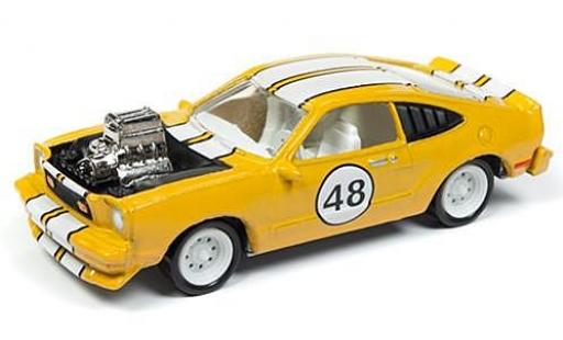 Coche miniatura Ford Mustang 1/64 Johnny Lightning II Cobra metalico amarillo/blanco The Spoilers 1976 tuning sans Vitrine Ford Mustang 1/64 Johnny Lightning II Cobra metalico amarillo/blanco The Spoilers 1976 tuning sans Vitrine coche miniatura
