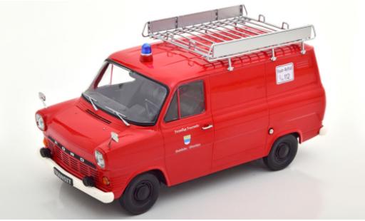 Ford Transit 1/18 KK Scale MK 1 Kasten rojo Feuerwehr Stadtlohn 1965 avec Rack de toit coche miniatura