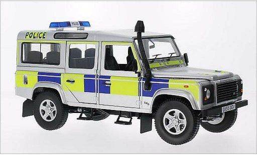 Land Rover Defender 110 1/18 Universal Hobbies County Station Wagon Police (GB) gris RHD 2004 coche miniatura