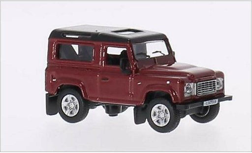 Land Rover Defender 90 1/76 Oxford metalico rojo/metalico negro RHD coche miniatura