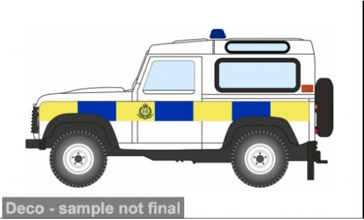 Coche miniatura Land Rover Defender 90 weiss Royal Military Police 1/76 Oxford