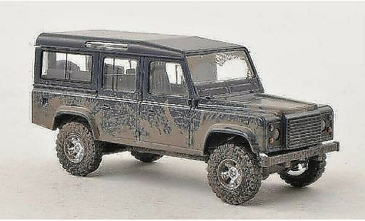 Land Rover Defender Base 1/87 Busch azul con Schlammspuren coche miniatura