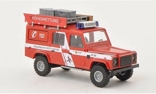 Land Rover Defender Base 1/87 Busch Hohenrettung Bomberos Reutlingen coche miniatura