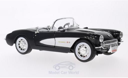 Chevrolet Corvette 1/18 Lucky Die Cast negro/blanco 1957 coche miniatura