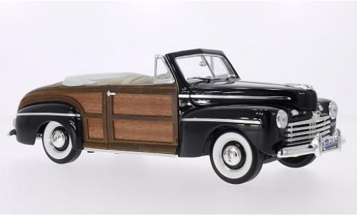 Ford Super Deluxe 1/18 Lucky Die Cast Sportsman Convertible negro/Holzoptik 1946 Sofftop liegt bei mit Wildledersitzen coche miniatura