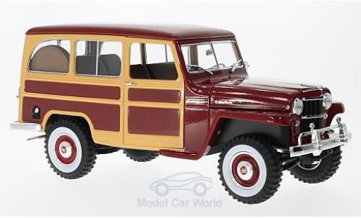 Coche miniatura Jeep Willys 1/18 Lucky Die Cast Station Wagon rojo/Holzoptik 1955 Jeep Willys 1/18 Lucky Die Cast Station Wagon rojo/Holzoptik 1955 coche miniatura