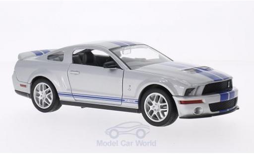 Coche miniatura Shelby GT 500 1/18 Lucky Die Cast mit azulen Streifen gris 2007 Shelby GT 500 1/18 Lucky Die Cast mit azulen Streifen gris 2007 coche miniatura