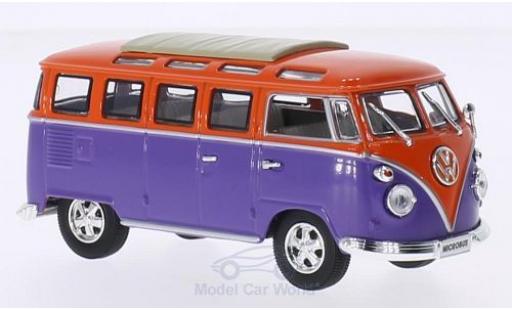 Coche miniatura Volkswagen T1 B 1/43 Lucky Die Cast Samba lila/naranja 1962 Faltdach geschlossen mit Chromstoßstangen und -felgen Volkswagen T1 B 1/43 Lucky Die Cast Samba lila/naranja 1962 Faltdach geschlossen mit Chromstoßstangen und -felgen coche miniatura