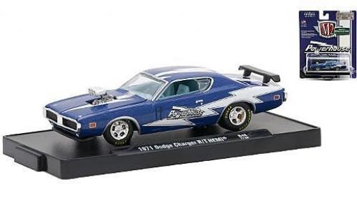 Coche miniatura Dodge Charger 1/64 M2 Machines R/T HEMI metalico azul/blanco Powerhouse 1971 Dodge Charger 1/64 M2 Machines R/T HEMI metalico azul/blanco Powerhouse 1971 coche miniatura