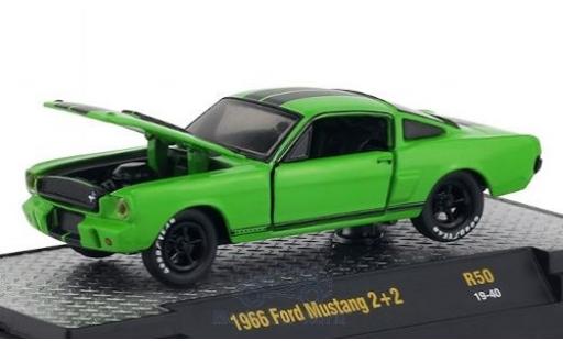 Ford Mustang 1/64 M2 Machines 2+2 verde/negro 1966 coche miniatura