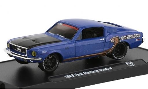 Ford Mustang 1/64 M2 Machines Custom metalico azul/matt-negro Perfomance 1968 coche miniatura