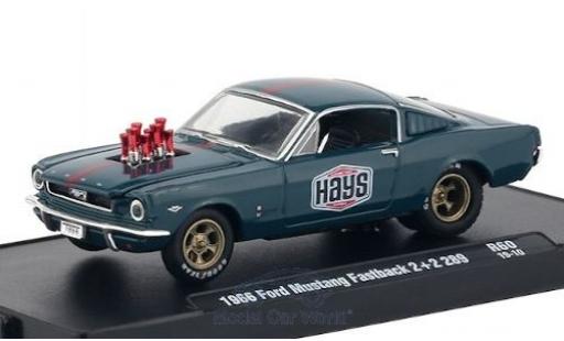 Ford Mustang 1/64 M2 Machines Fastback 2+2 289 azul/matt-rojo Hays 1966 coche miniatura