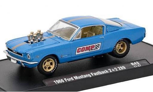 Ford Mustang 1/64 M2 Machines Fastback 2 + 2 289 metalico azul Comp Cams 1966 voiture-Drivers Release 43 sans Vitrine coche miniatura