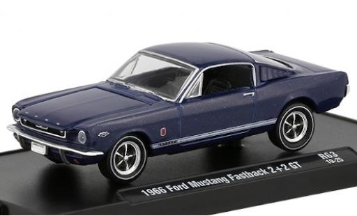 Ford Mustang 1/64 M2 Machines Fastback 2+2 GT metalico azul 1966 coche miniatura