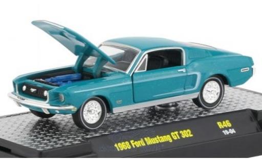 Ford Mustang 1/64 M2 Machines GT 302 türkis/negro 1968 coche miniatura