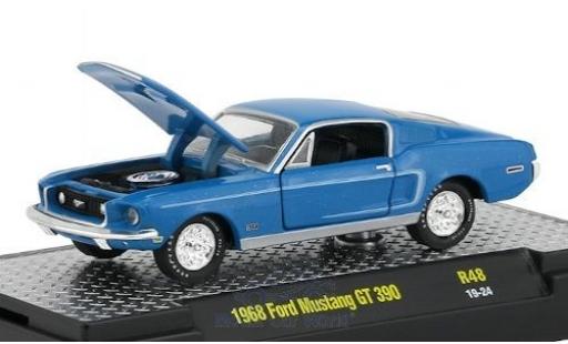 Ford Mustang 1/64 M2 Machines GT 390 azul/blanco 1968 coche miniatura