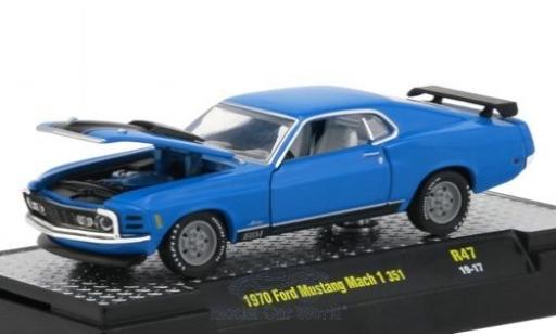 Ford Mustang 1/64 M2 Machines Mach 1 351 azul/matt-negro 1970 coche miniatura
